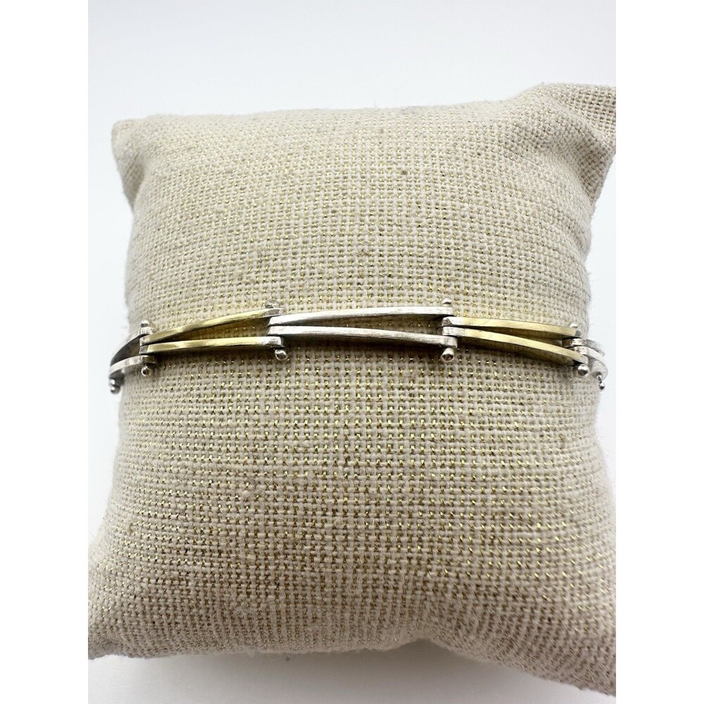 Vintage Italy 925 Sterling Silver Two Tone Bracelet